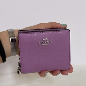 purple leather coach wallet